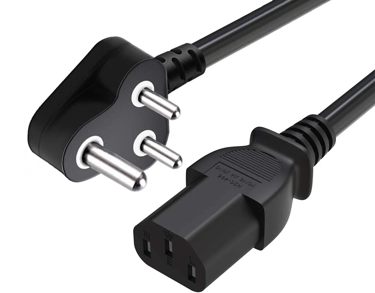 240V AC Power Cord 3-Pin Indian Plug to IEC C-13 Female Cable