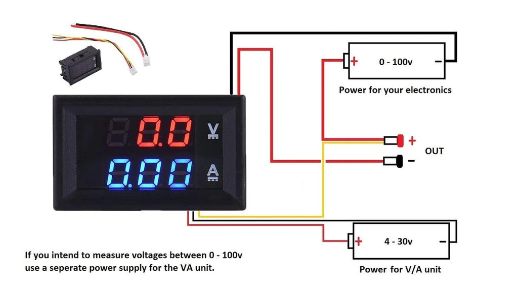 0-100V  50a Dual LED Voltmeter Ammeter Monitor Panel
