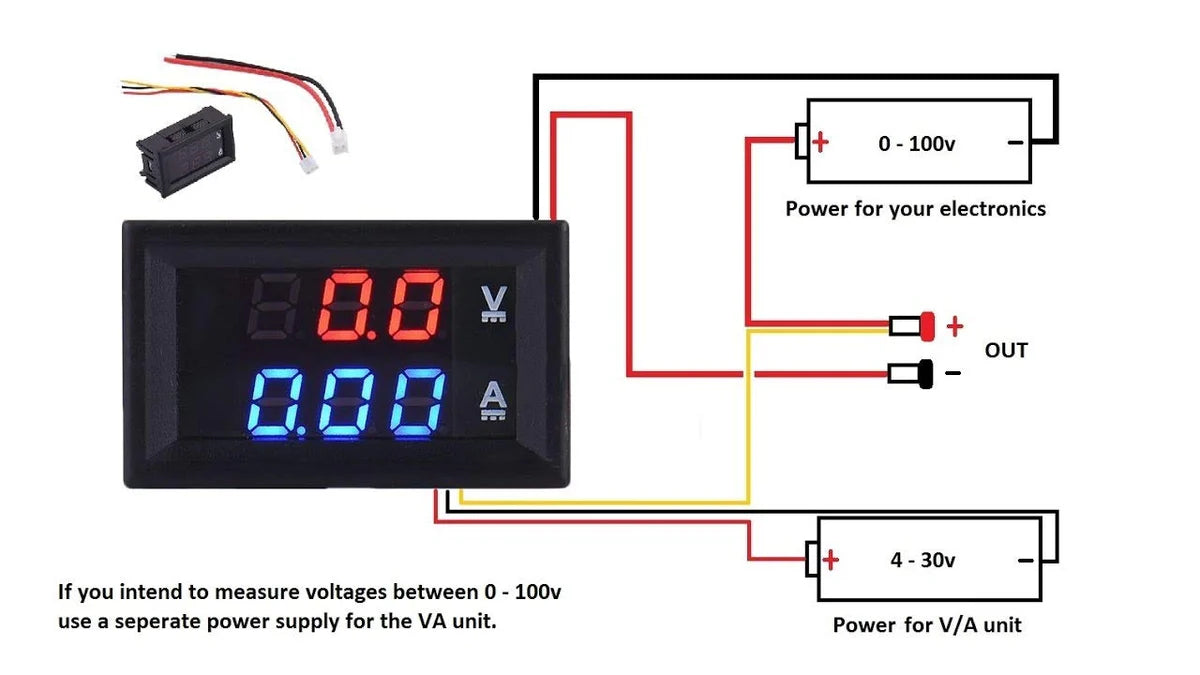 0-100V  50a Dual LED Voltmeter Ammeter Monitor Panel