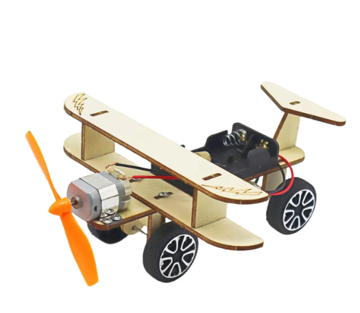 Wooden DIY Aero-Plane Single-Propellor Double-Wing Glider MDF Kit