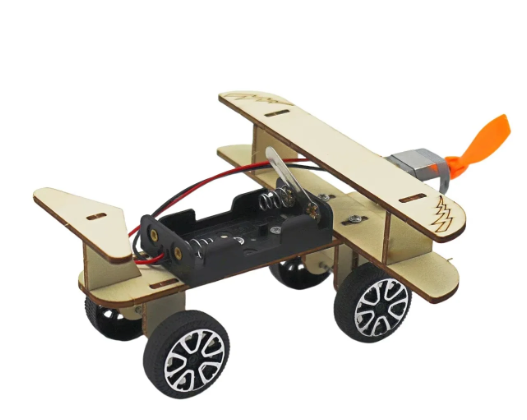 Wooden DIY Aero-Plane Single-Propellor Double-Wing Glider MDF Kit