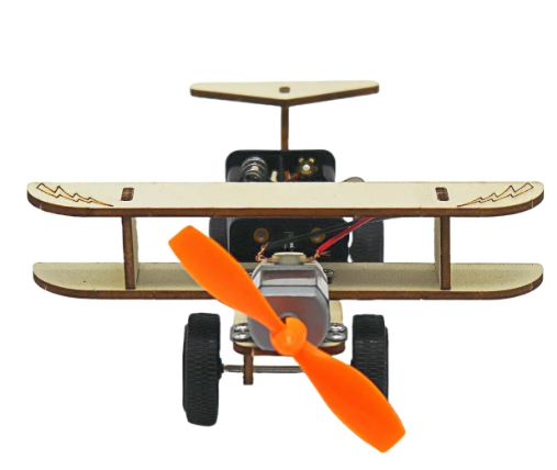 Wooden DIY Aero-Plane Single-Propellor Double-Wing Glider MDF Kit