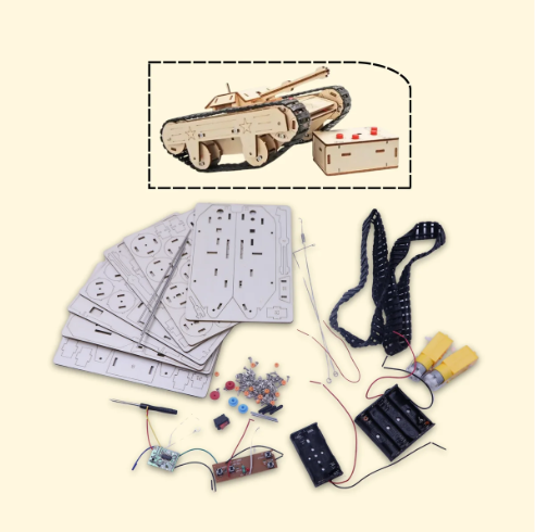 DIY Wooden RC Tank Model STEM Science Kit
