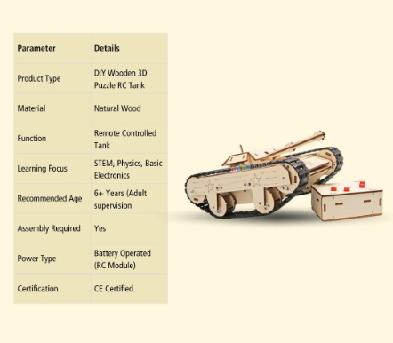 DIY Wooden RC Tank Model STEM Science Kit