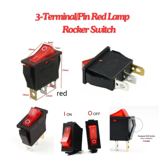 KCD3 (15/16Amp) 250V SPST ON-OFF 3 Leg Rocker Switch