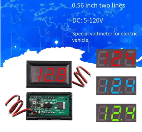 0.56inch Two-Wires LED Light Digital Voltmeter 4.5v to 120v  DC